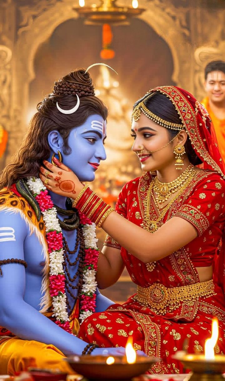 Shiva and Parvati in a loving embrace