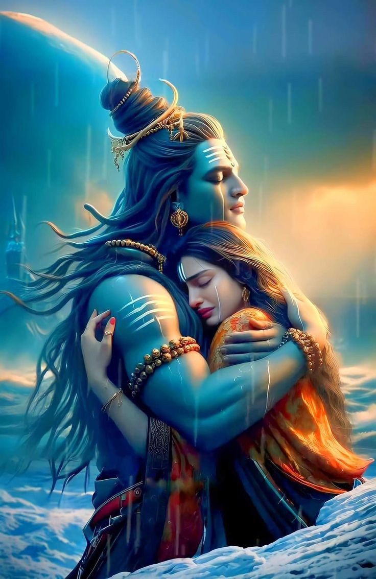 Shiva and Parvati in a loving embrace