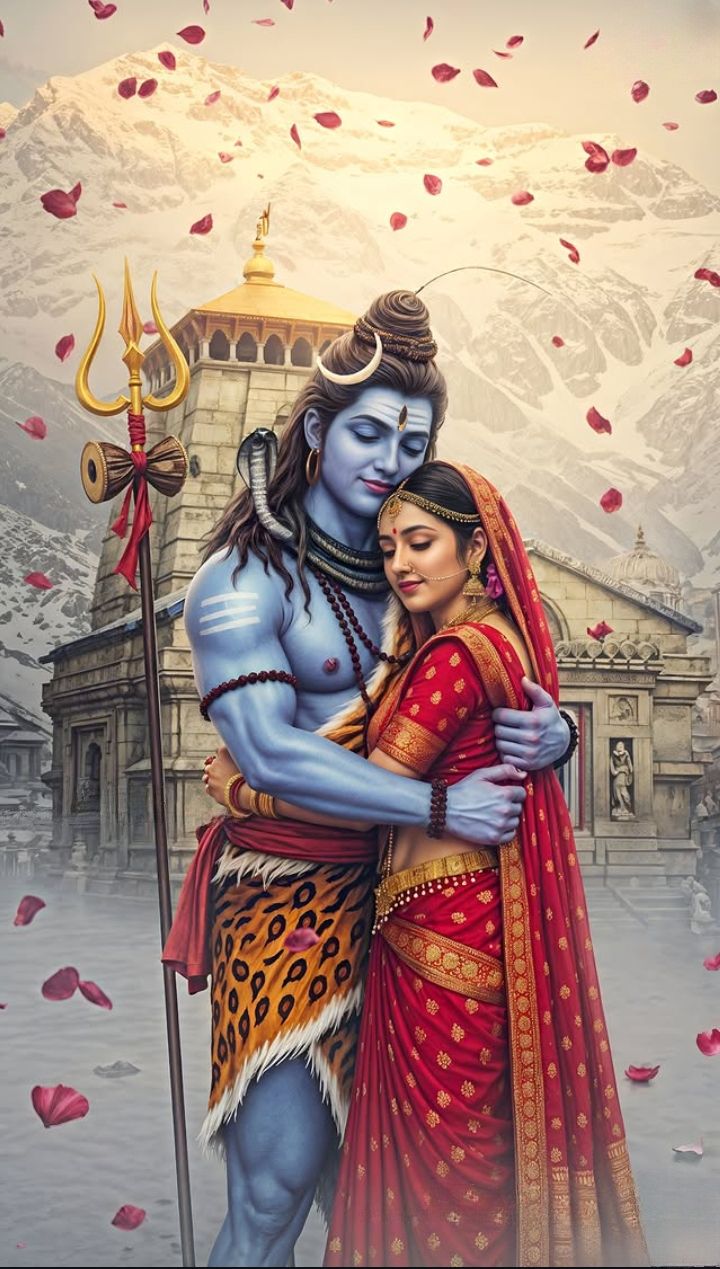 Shiva and Parvati in Himalayan embrace.