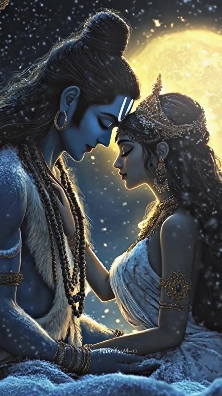 Shiva and Parvati in loving embrace.
