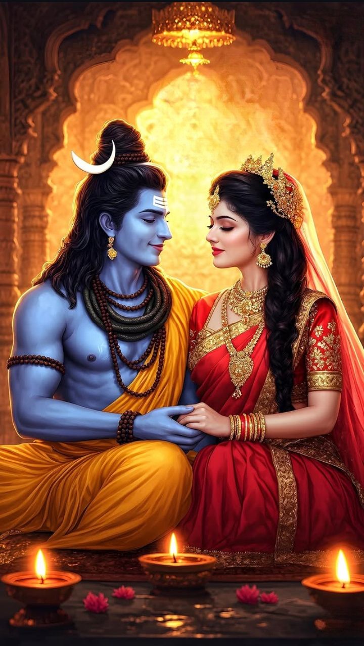 Shiva and Parvati, a divine couple.