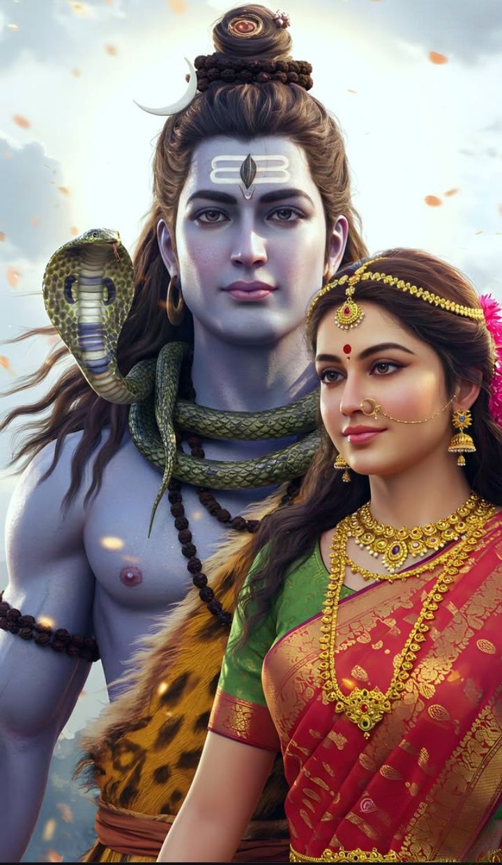 Shiva and Parvati, divine couple portrait