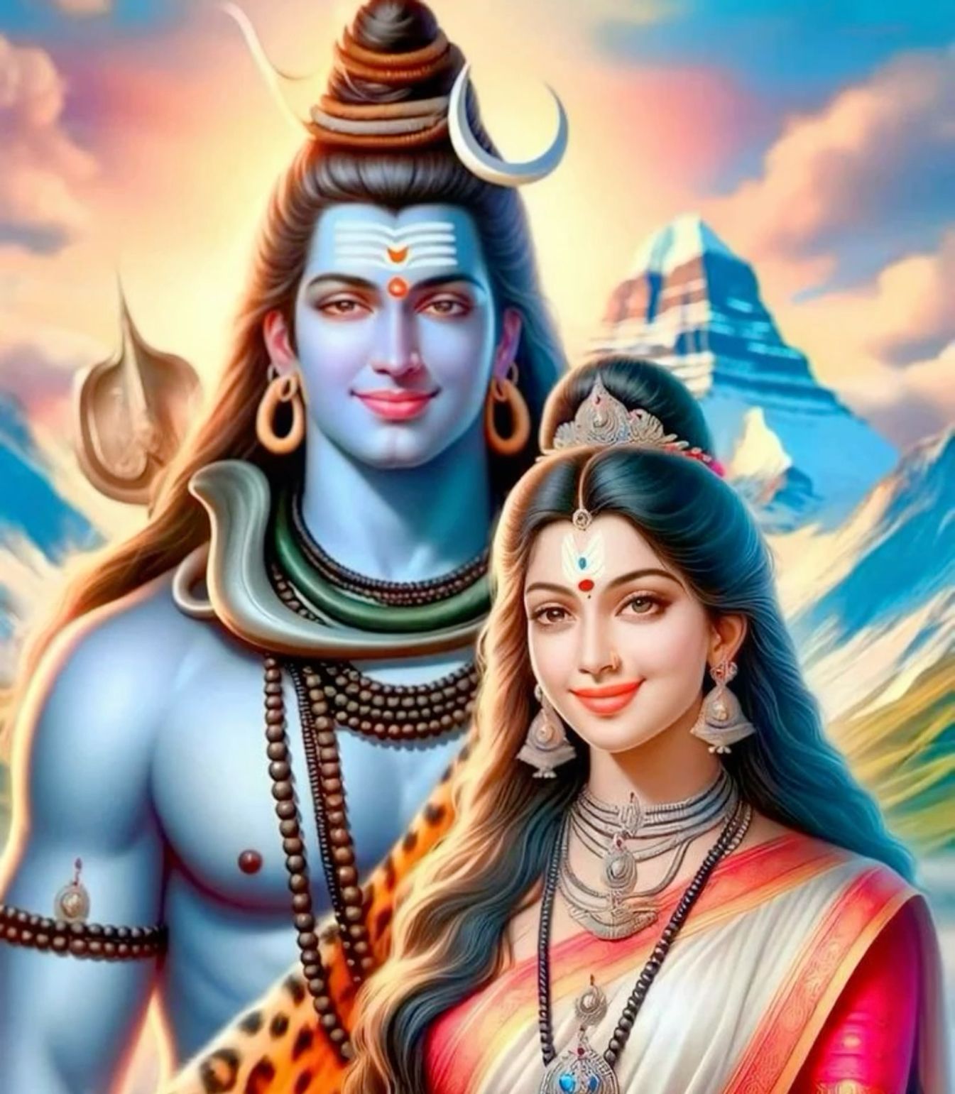 Shiva and Parvati divine couple portrait