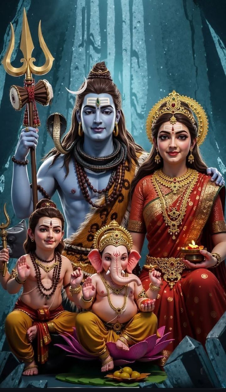 Shiva Parvati family divine wallpaper