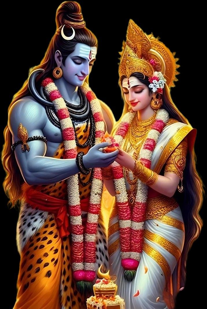 Shiva and Parvati exchanging sacred offering