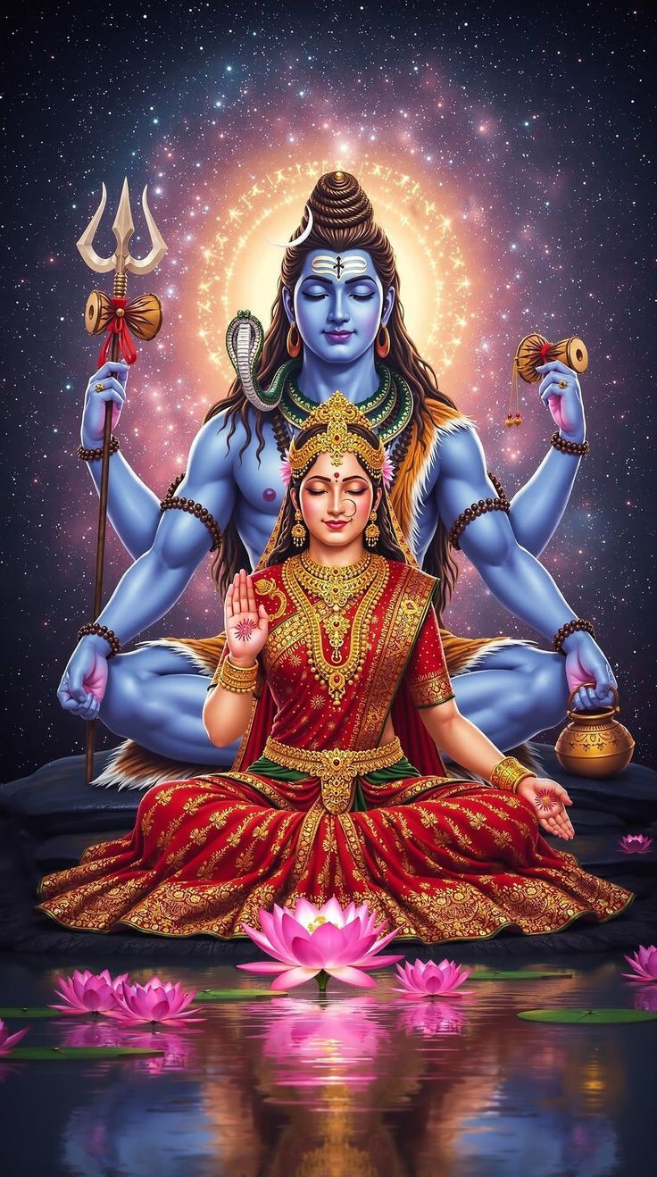 Shiva and Parvati in cosmic setting