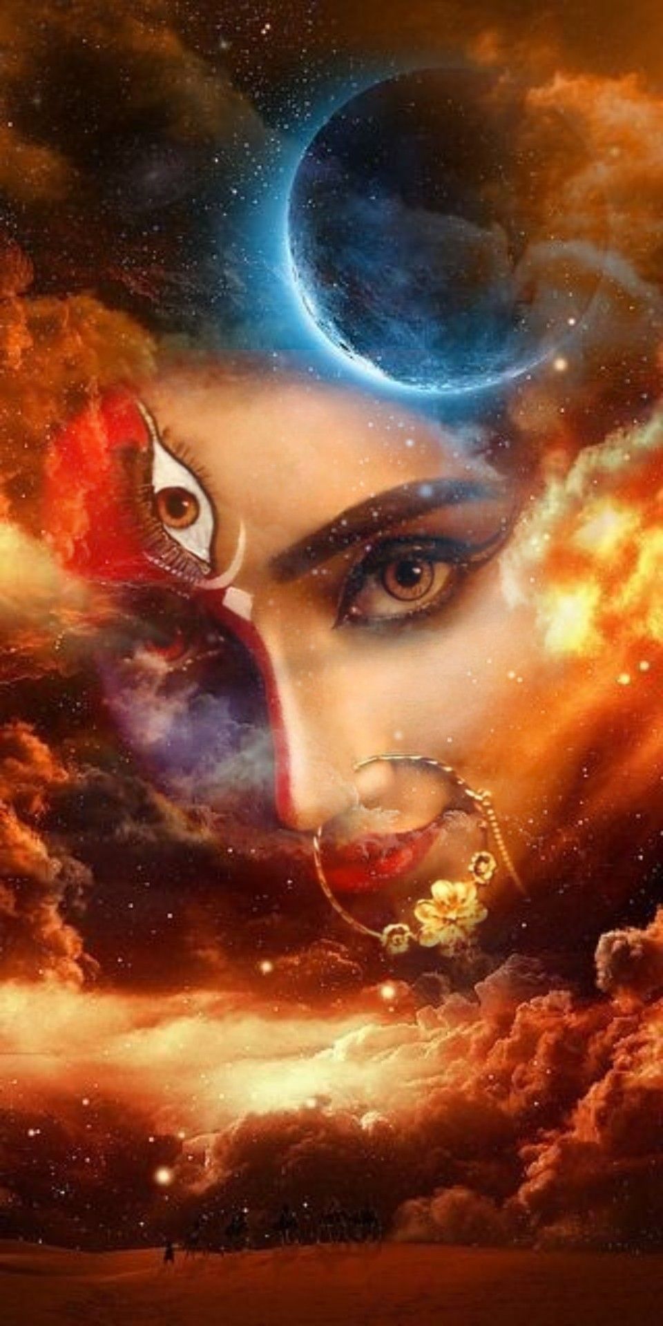 Parvati Maa cosmic face portrait wallpaper