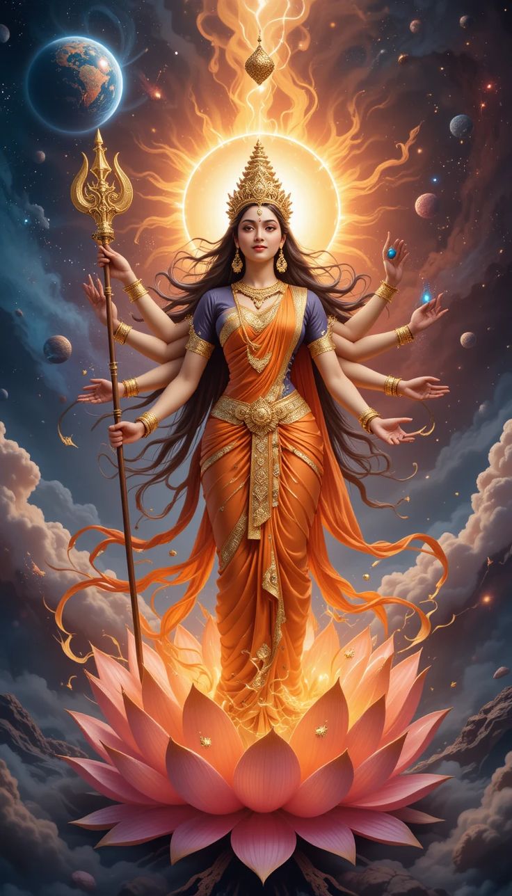 Parvati Maa amidst the cosmic universe.