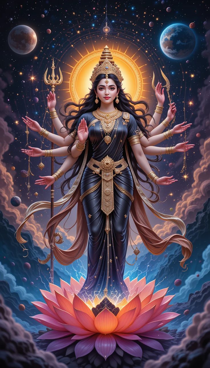 Parvati Maa amidst cosmic universe