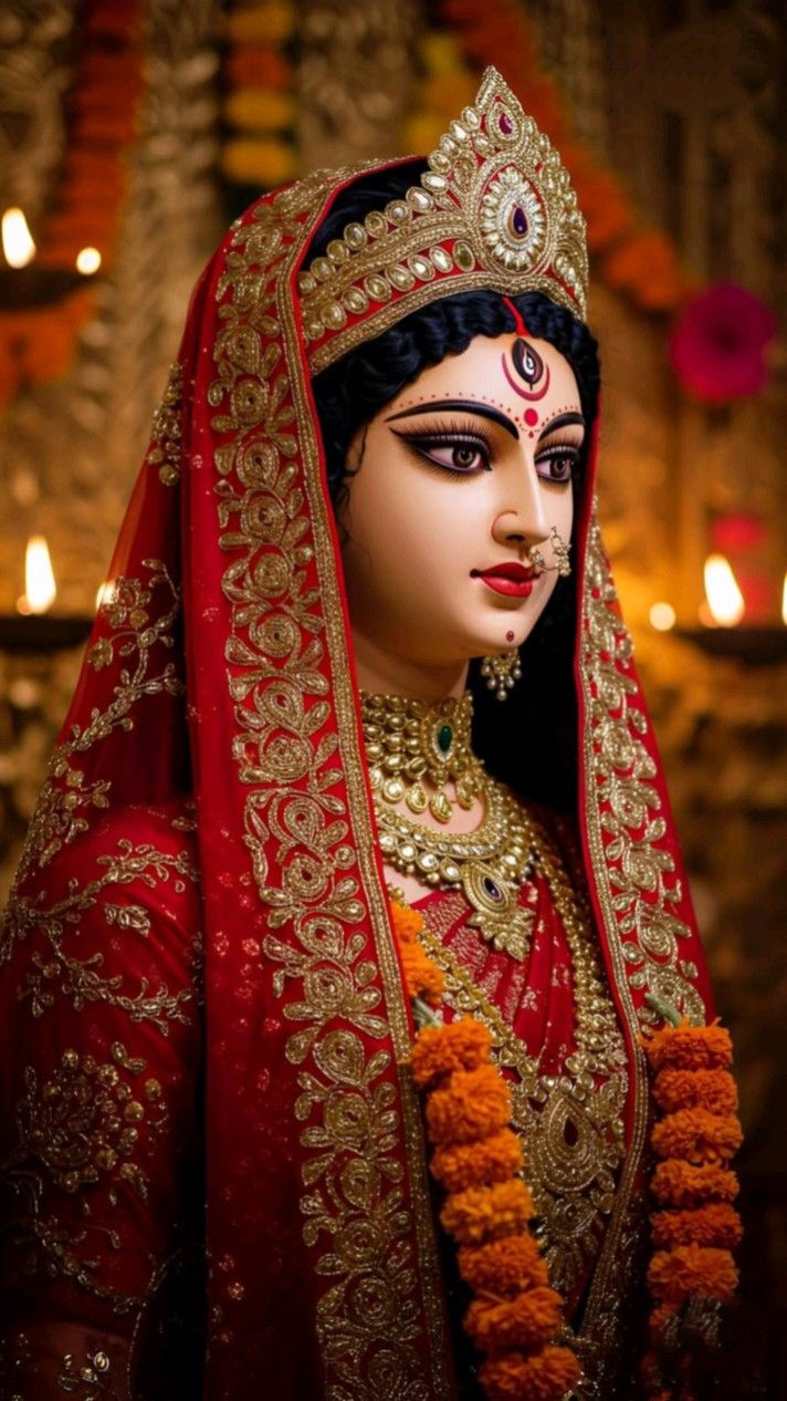 Divine Parvati Maa in radiant bridal attire.