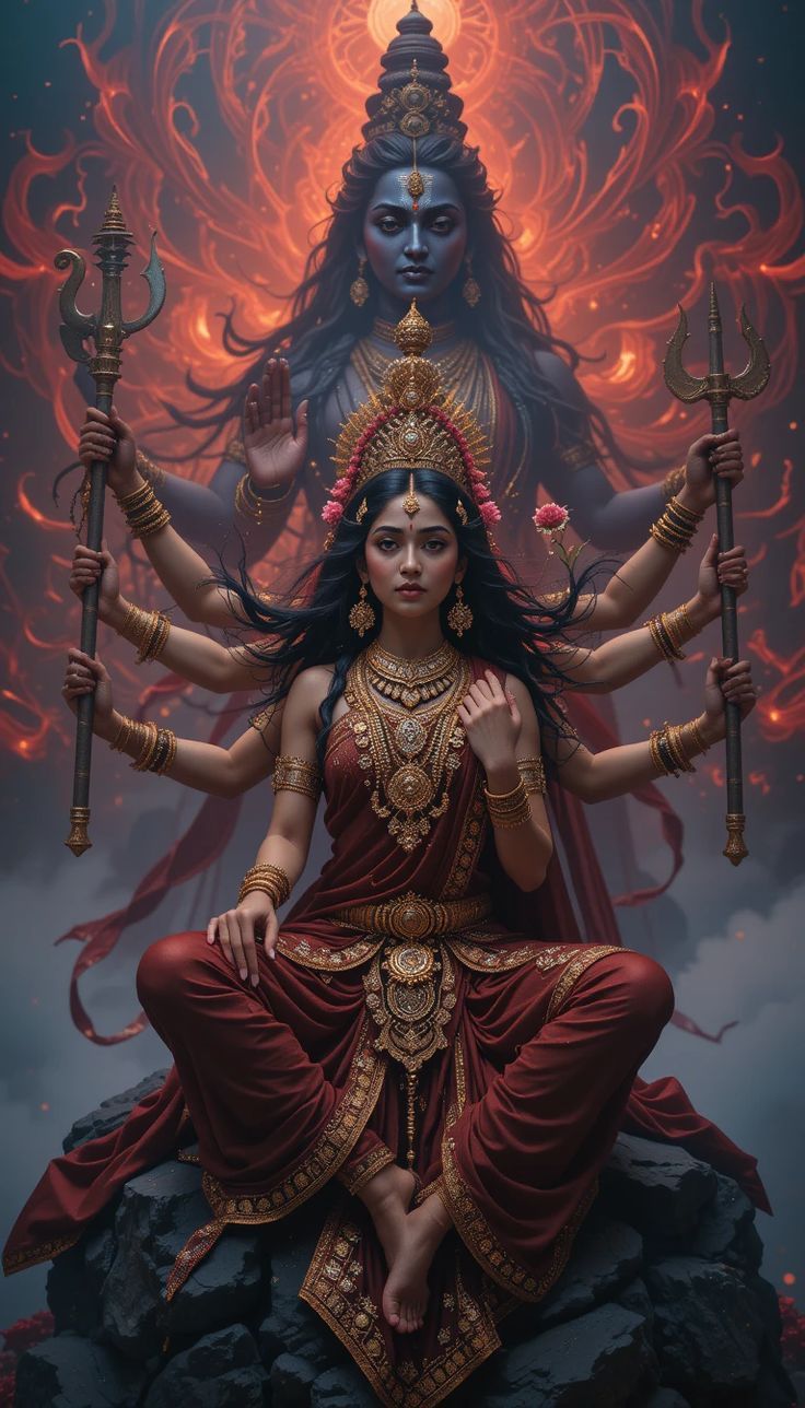 Powerful Parvati Maa divine artwork portrait
