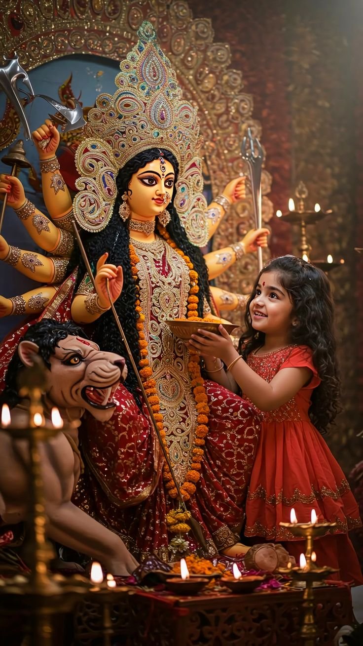 Durga Maa blessing a young devotee