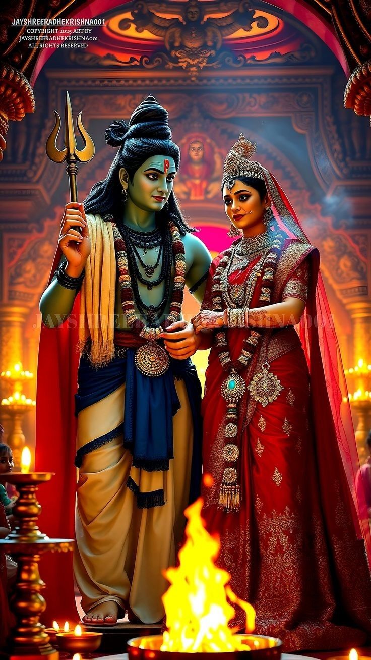 Shiva and Parvati in divine embrace