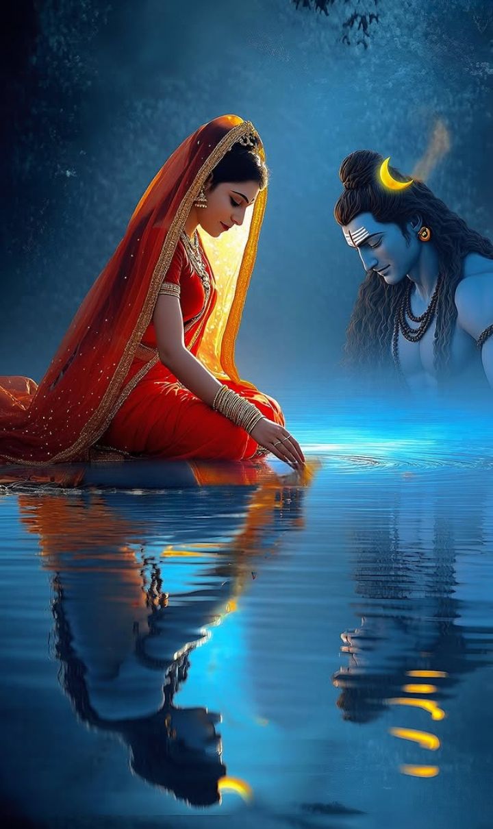 Parvati and Shiva in a serene embrace.