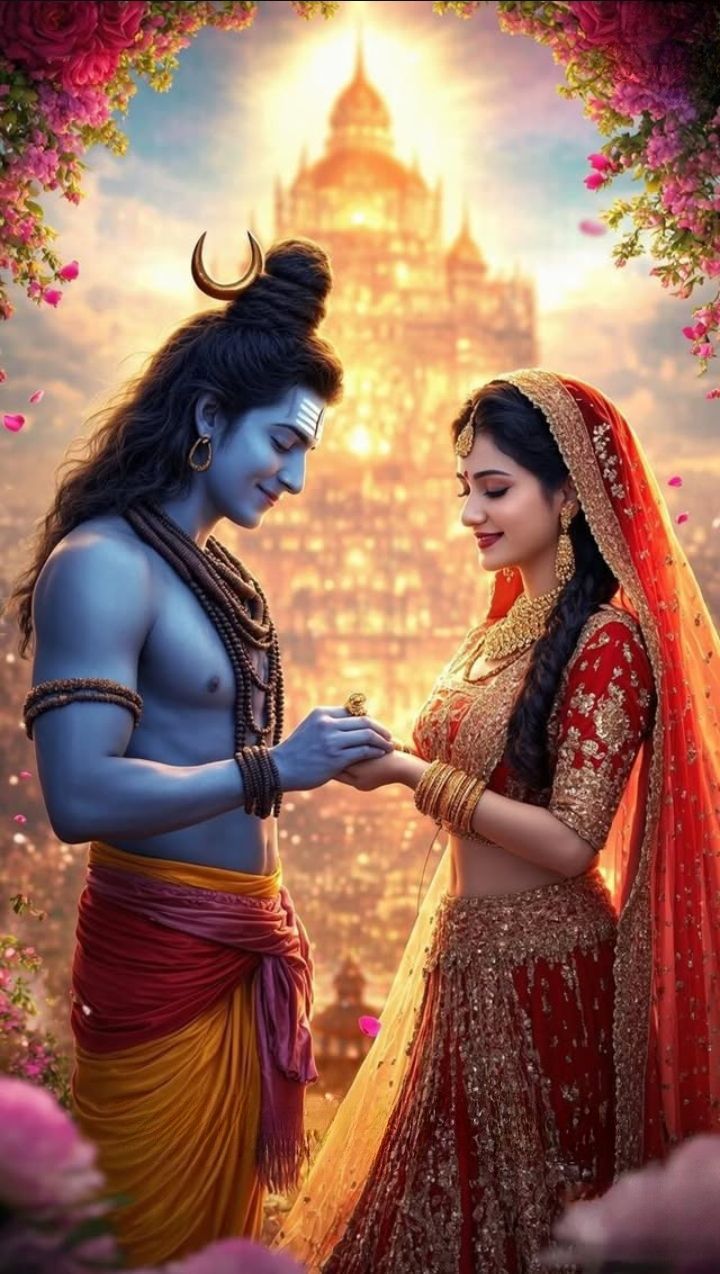 Shiva and Parvati wedding divine wallpaper.
