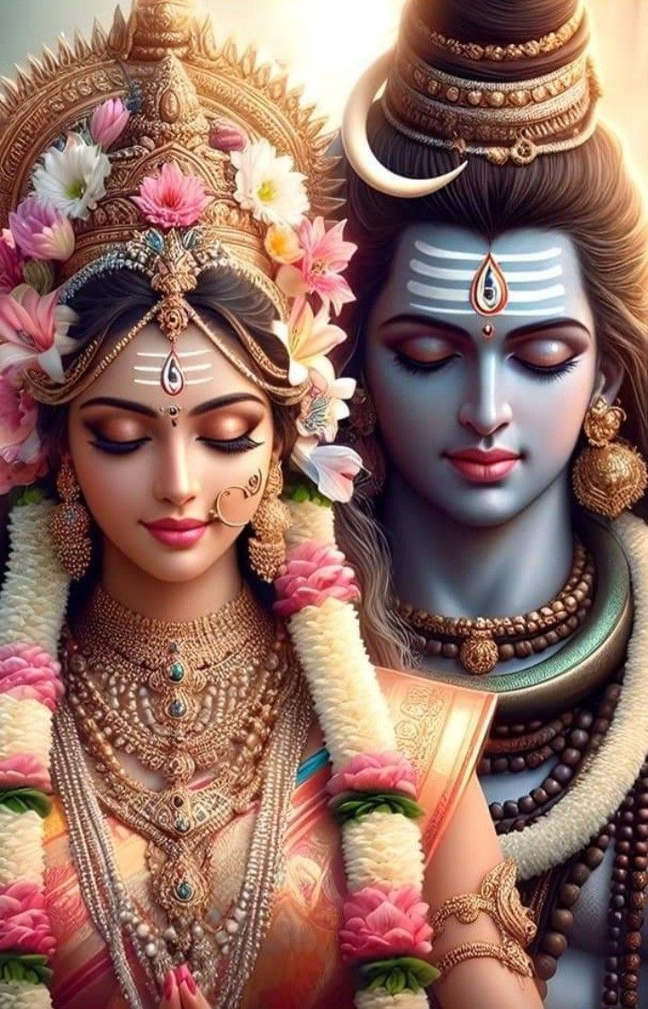 Parvati and Shiva serene divine portrait