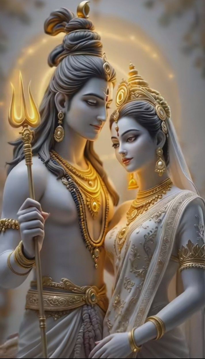 Shiva and Parvati divine portrait