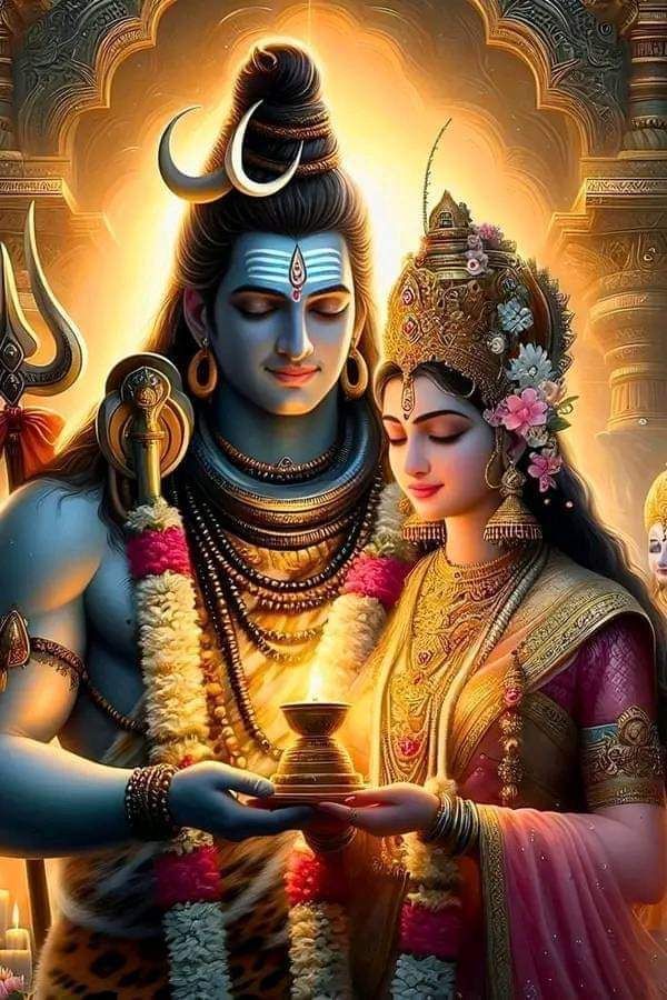 Shiva and Parvati sharing a sacred flame