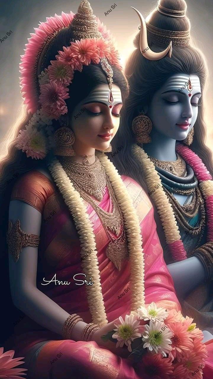 Shiva and Parvati divine portrait