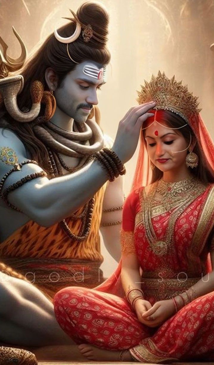 Shiva and Parvati in loving embrace