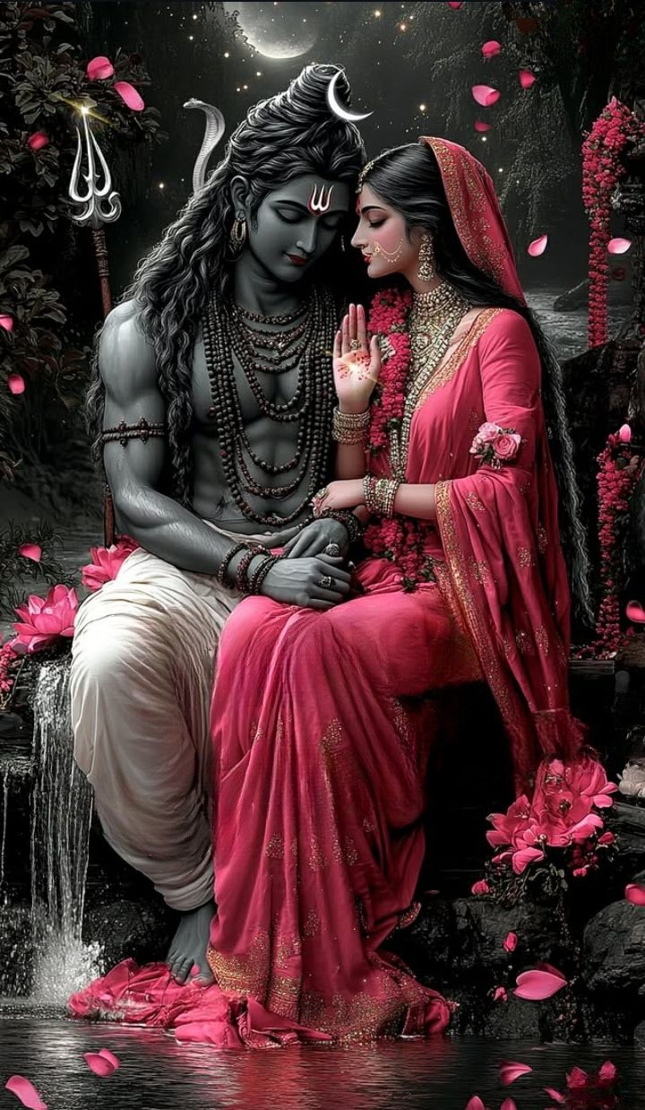 Shiva and Parvati divine embrace wallpaper.