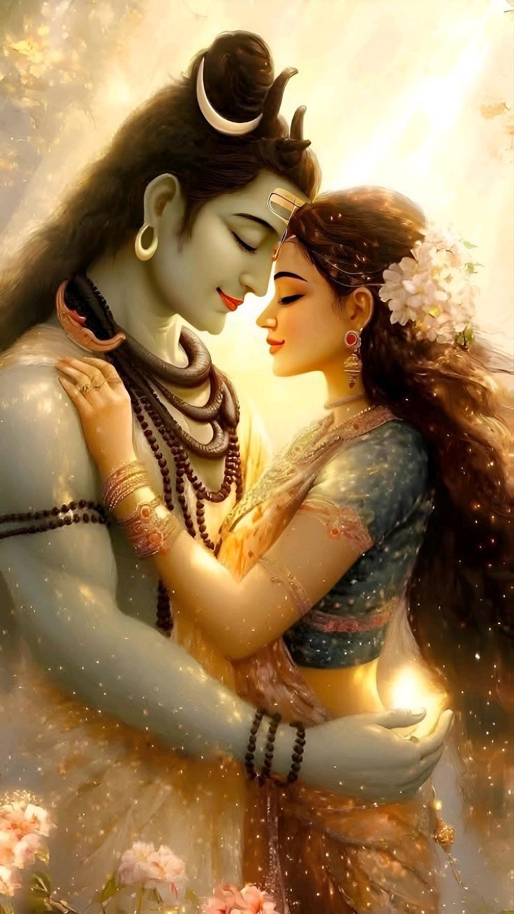 Shiva and Parvati in loving embrace