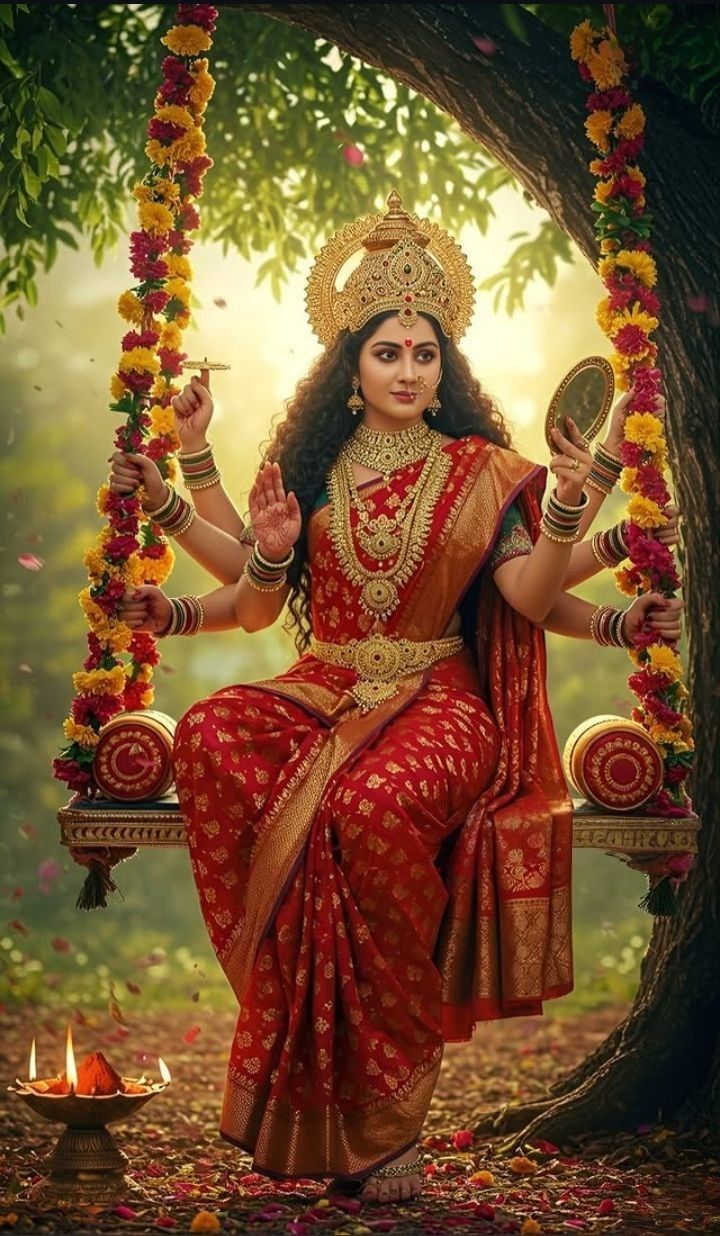 Parvati Maa on a floral swing