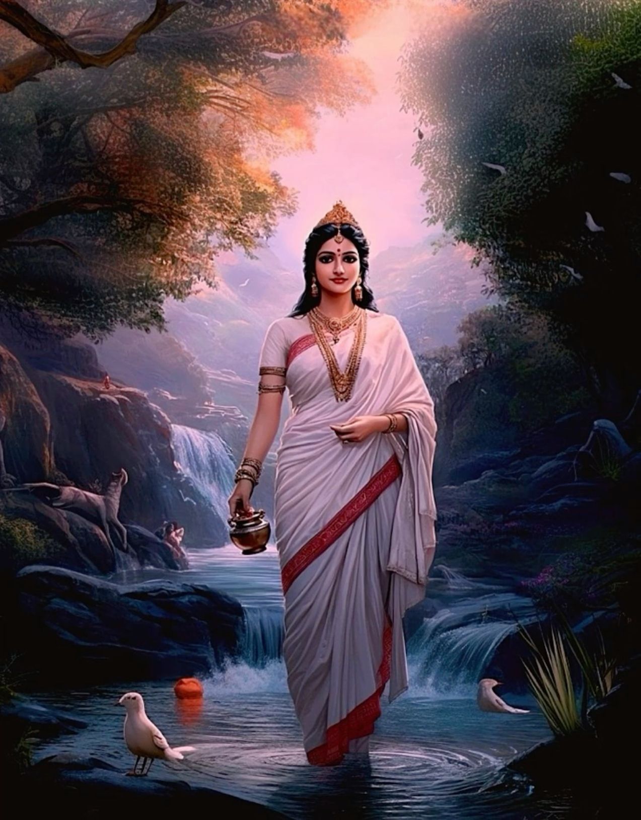 Parvati Maa standing in a river
