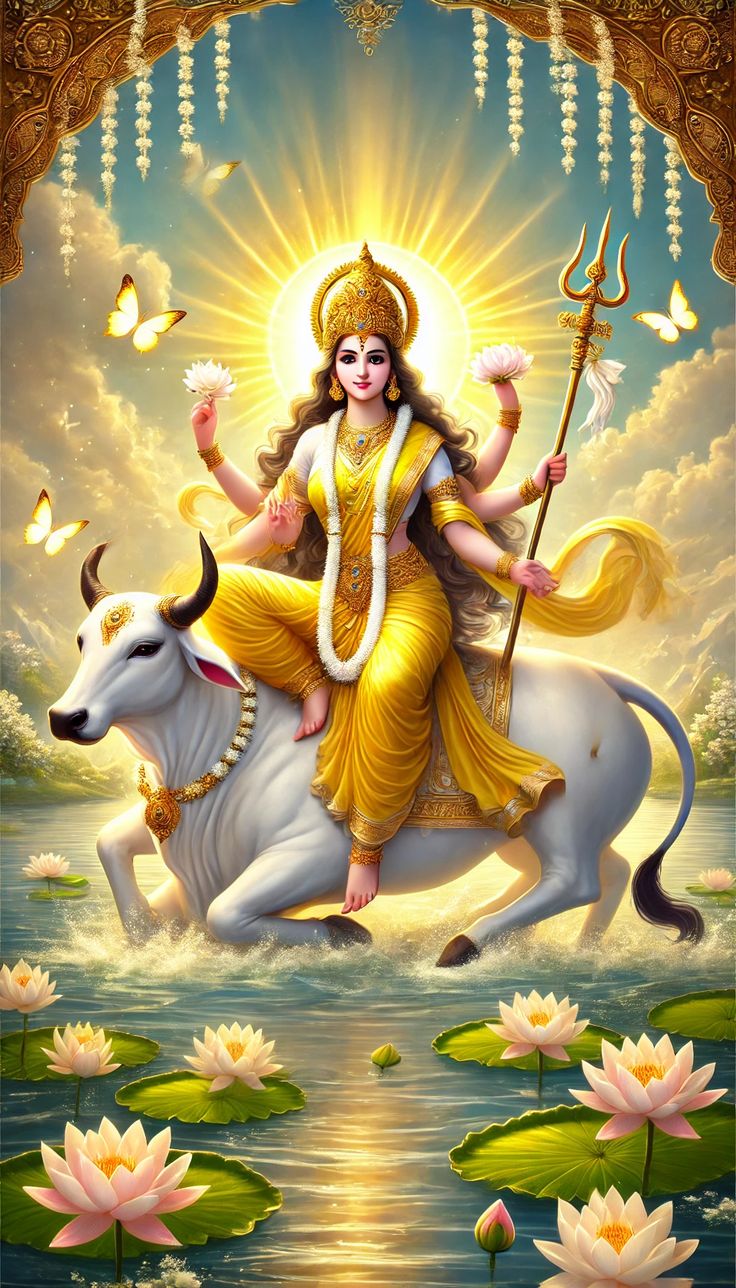 Parvati Maa riding Nandi, divine journey.