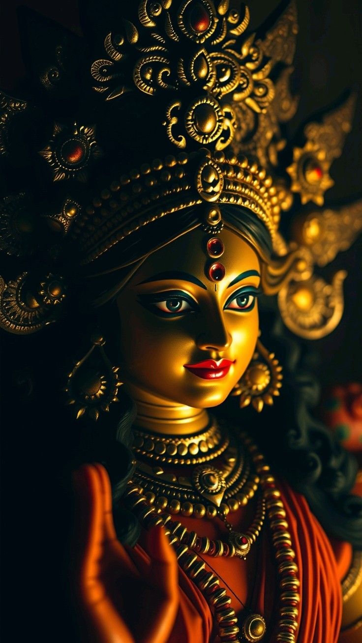 Golden face of Goddess Parvati Maa