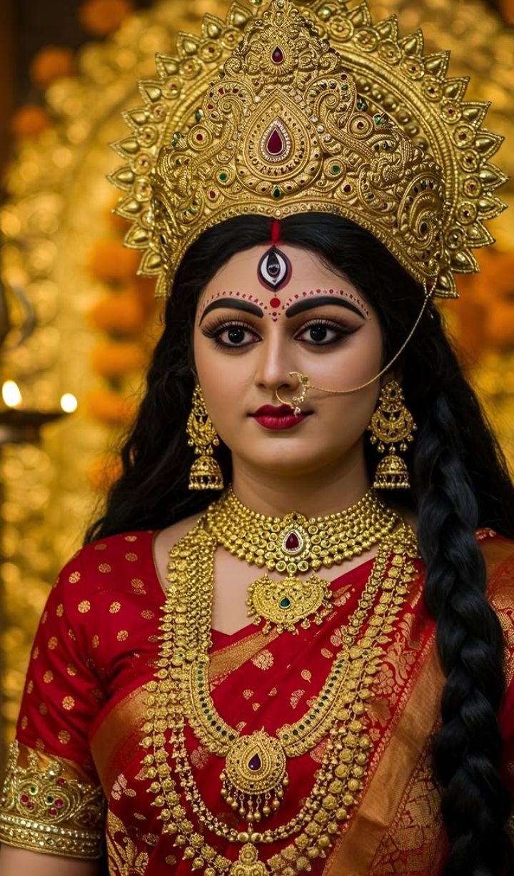 Parvati Maa portrait with golden crown