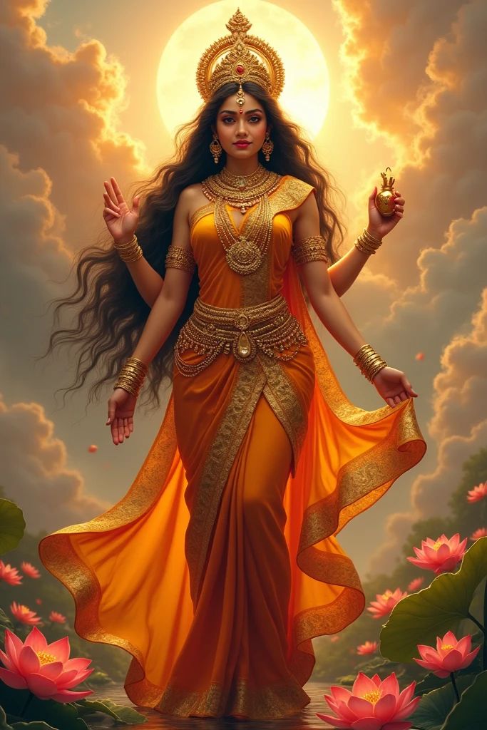 Goddess Parvati radiating golden light