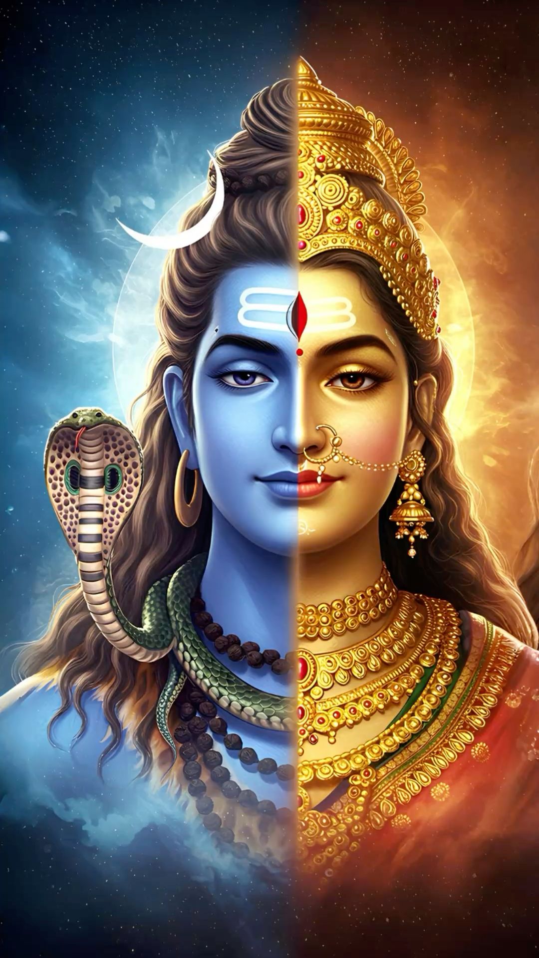 Shiva Parvati Ardhanarishvara divine union