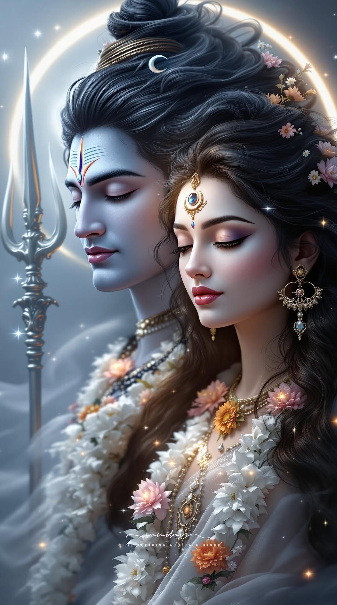 Shiva and Parvati divine portrait
