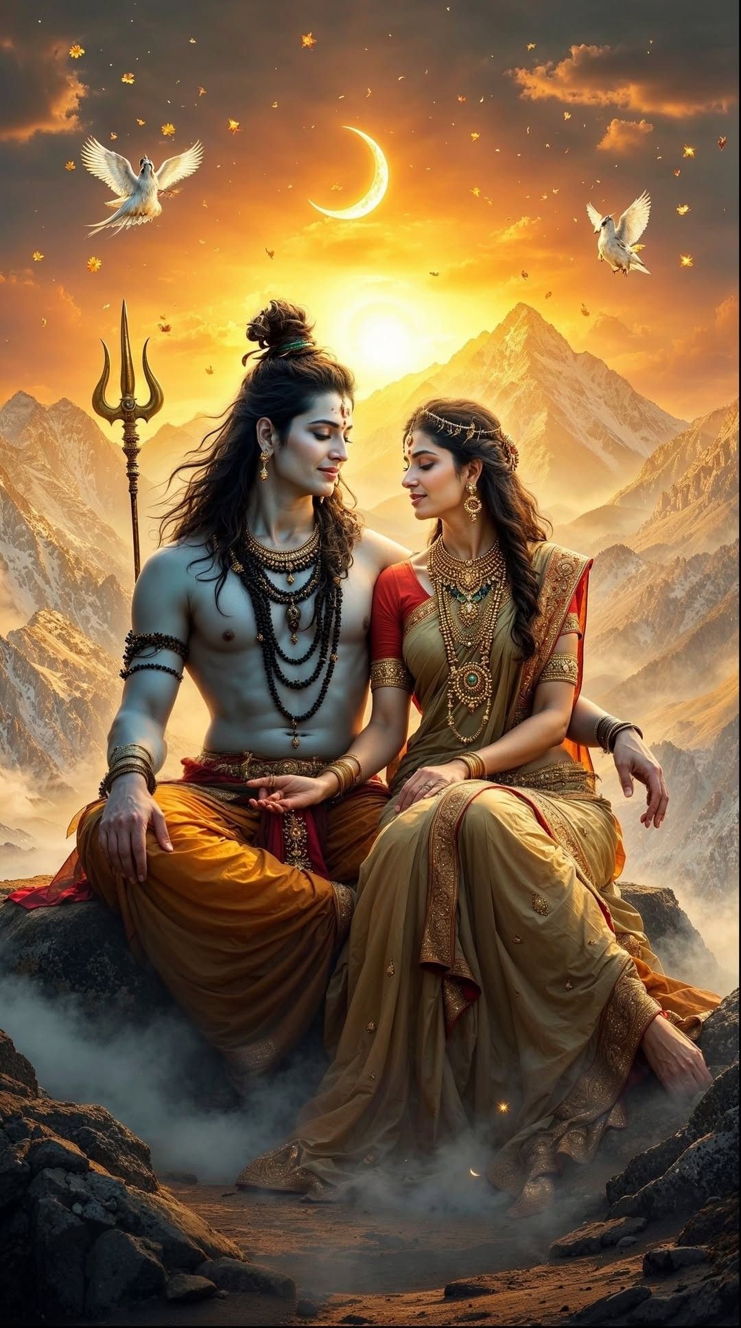 Shiva and Parvati in divine embrace