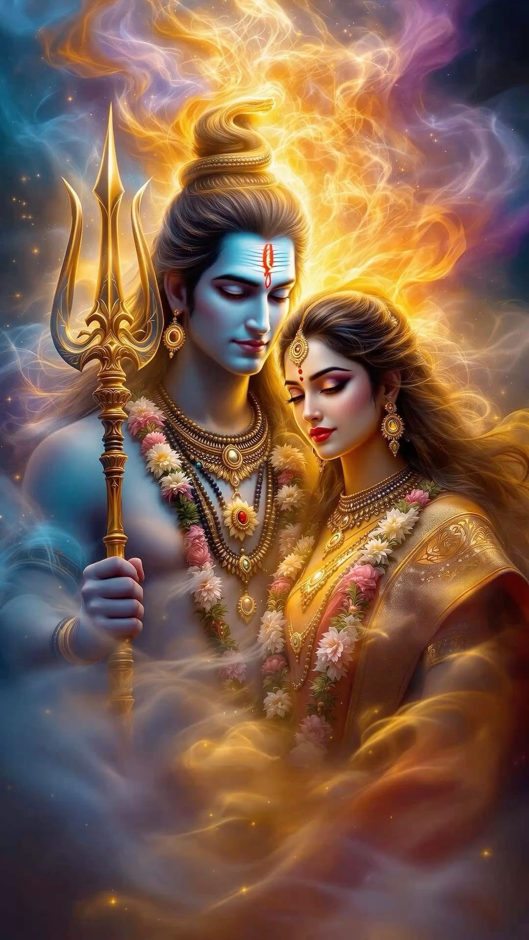 Shiva and Parvati divine couple portrait