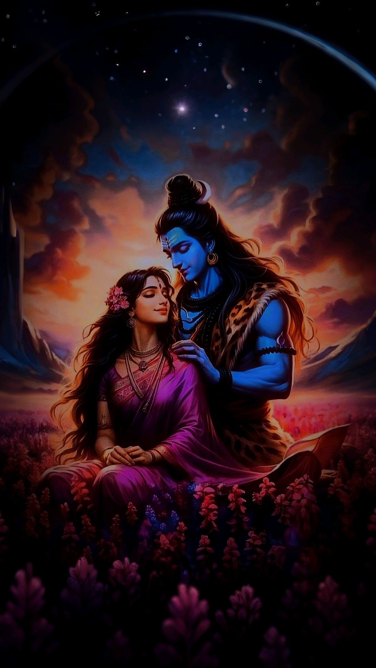 Shiva and Parvati embrace cosmic love