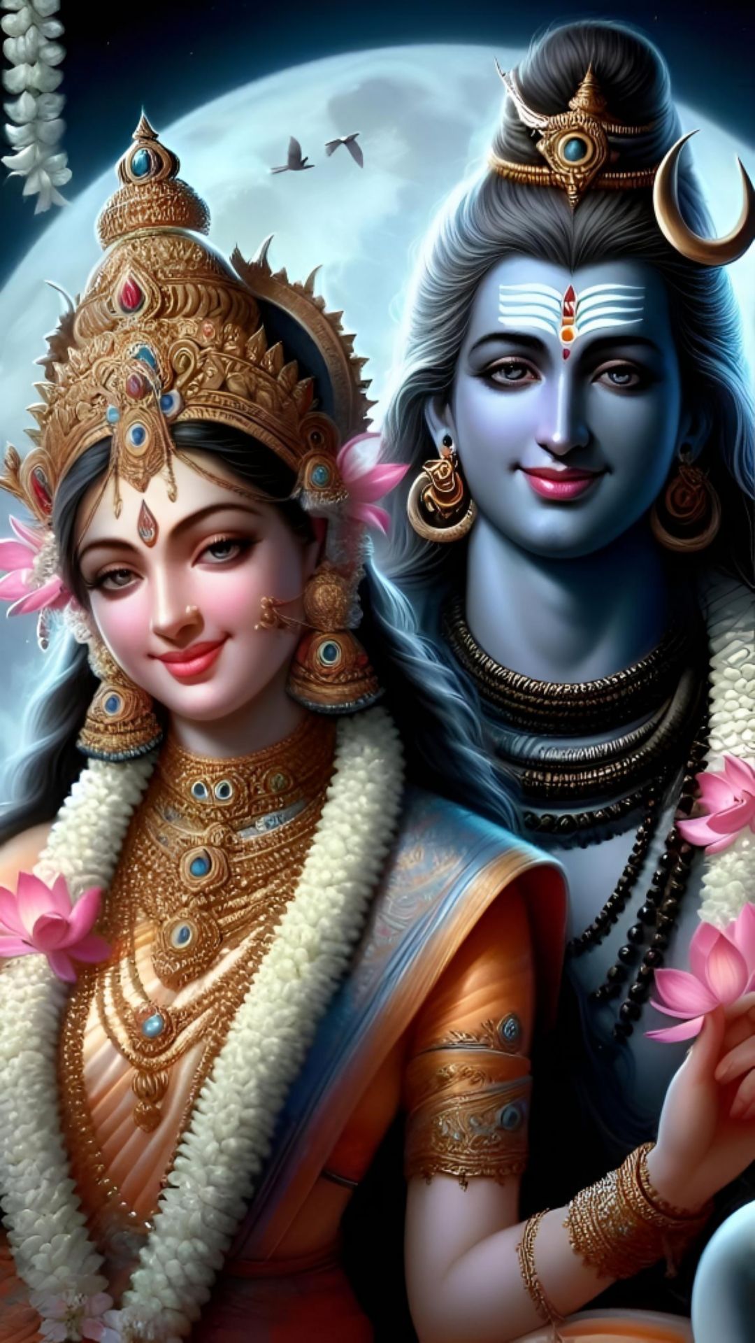Shiva and Parvati divine couple portrait