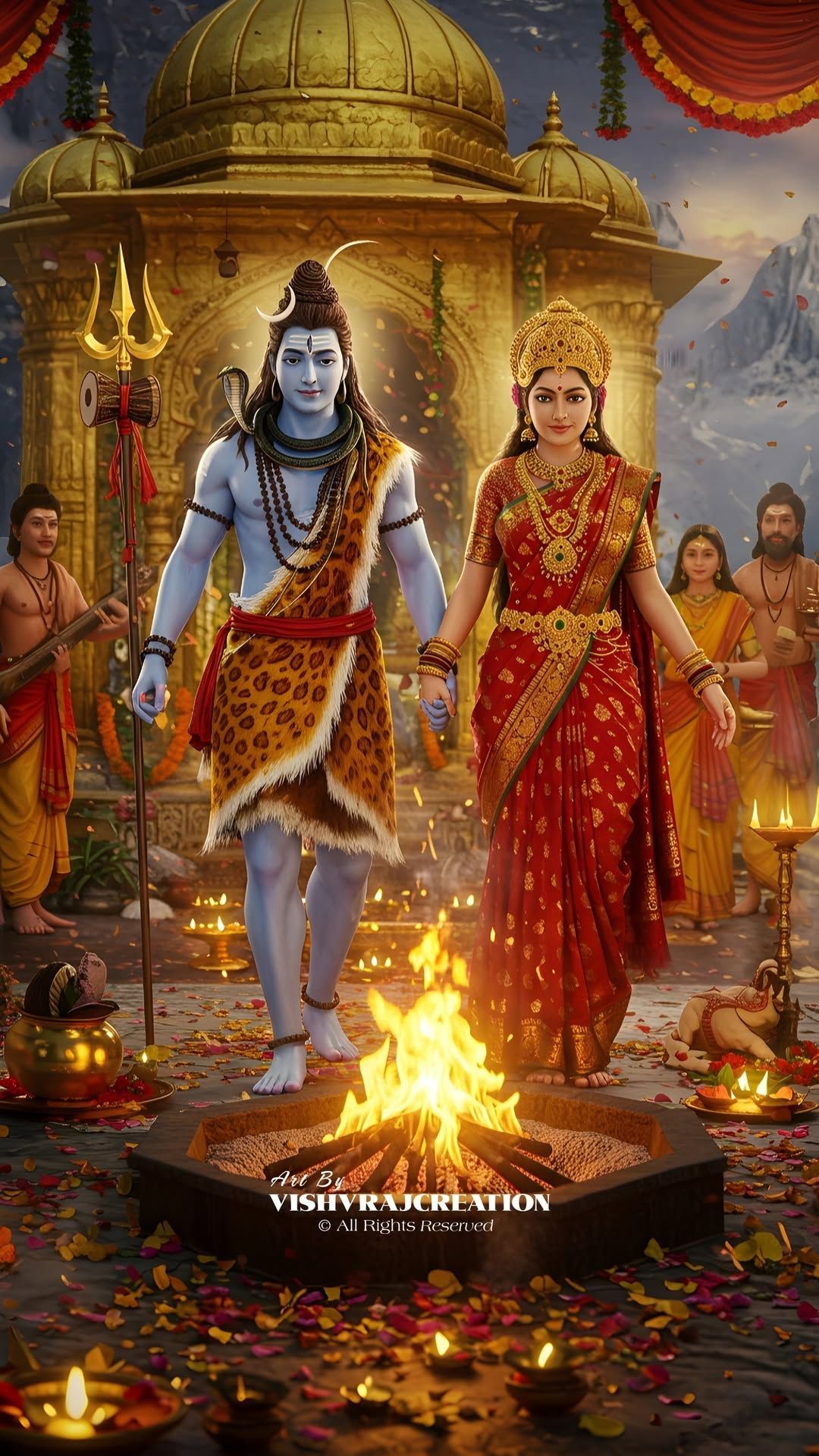 Shiva and Parvati divine couple portrait