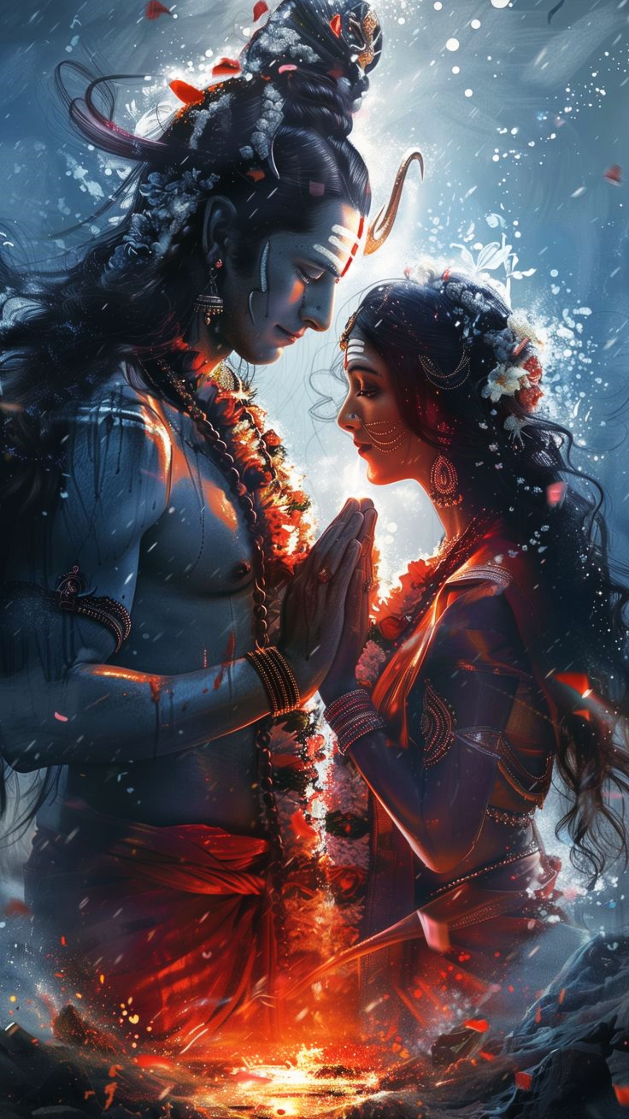 Shiva and Parvati in loving embrace