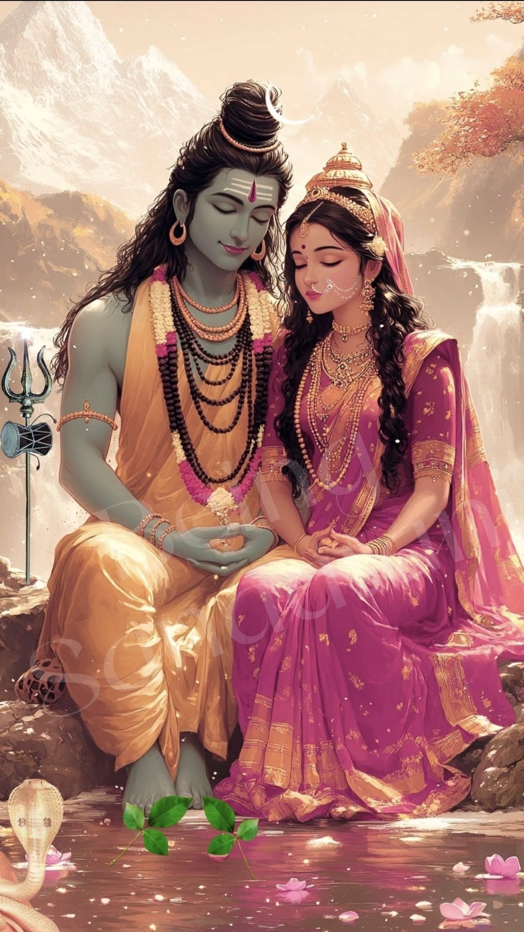 Shiva and Parvati in peaceful meditation