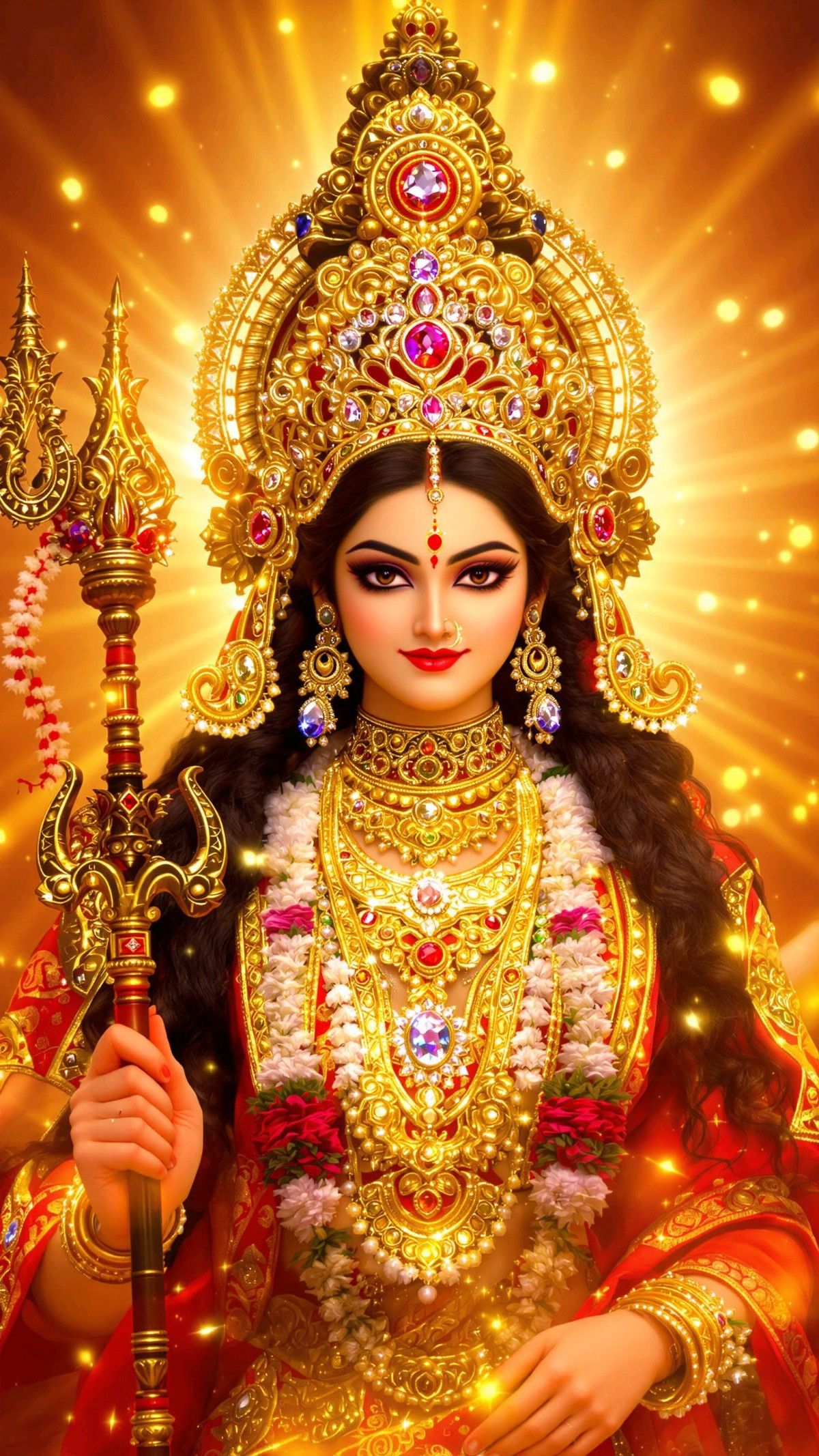 Goddess Parvati with golden trident