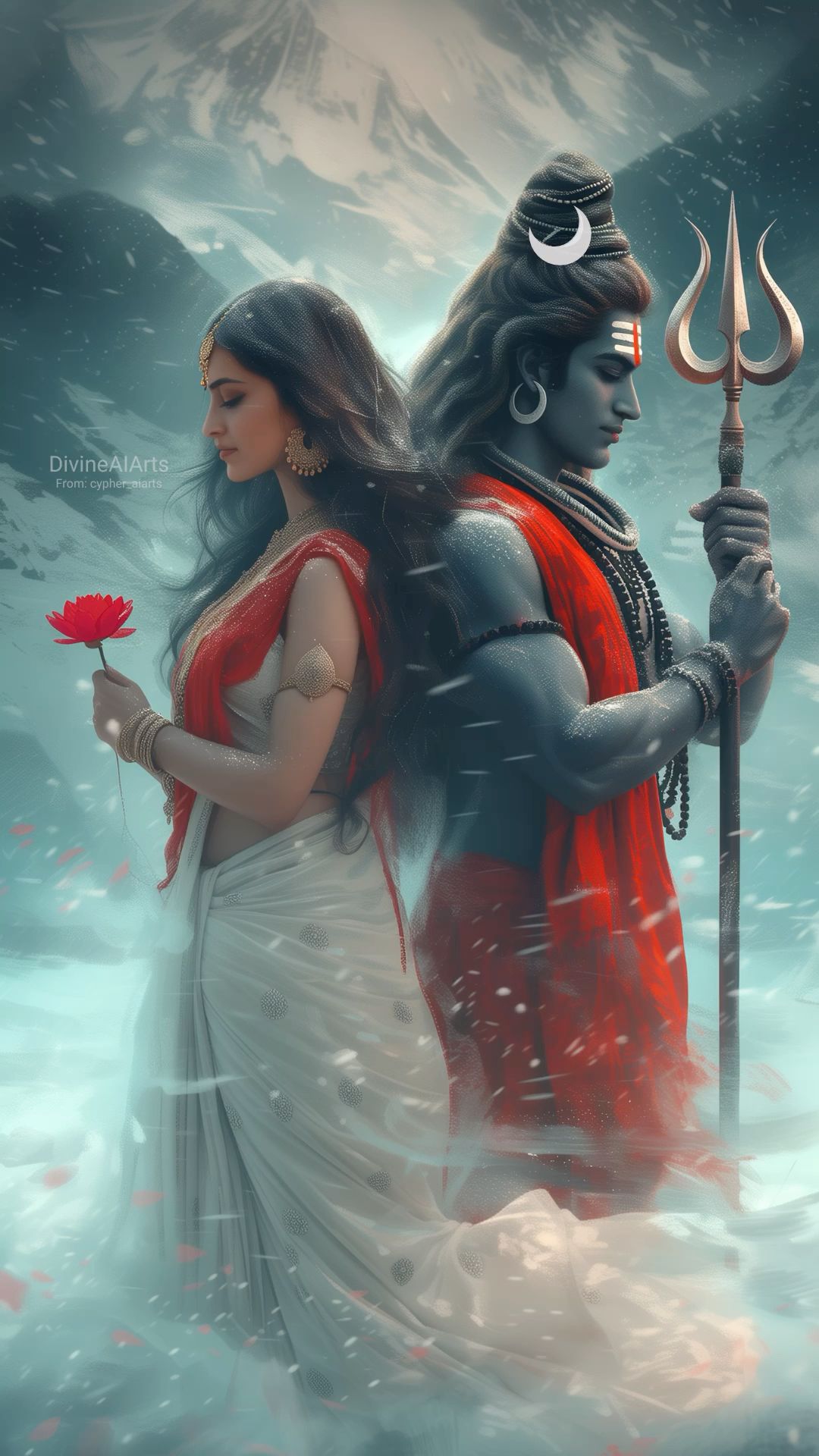 Shiva and Parvati divine couple portrait