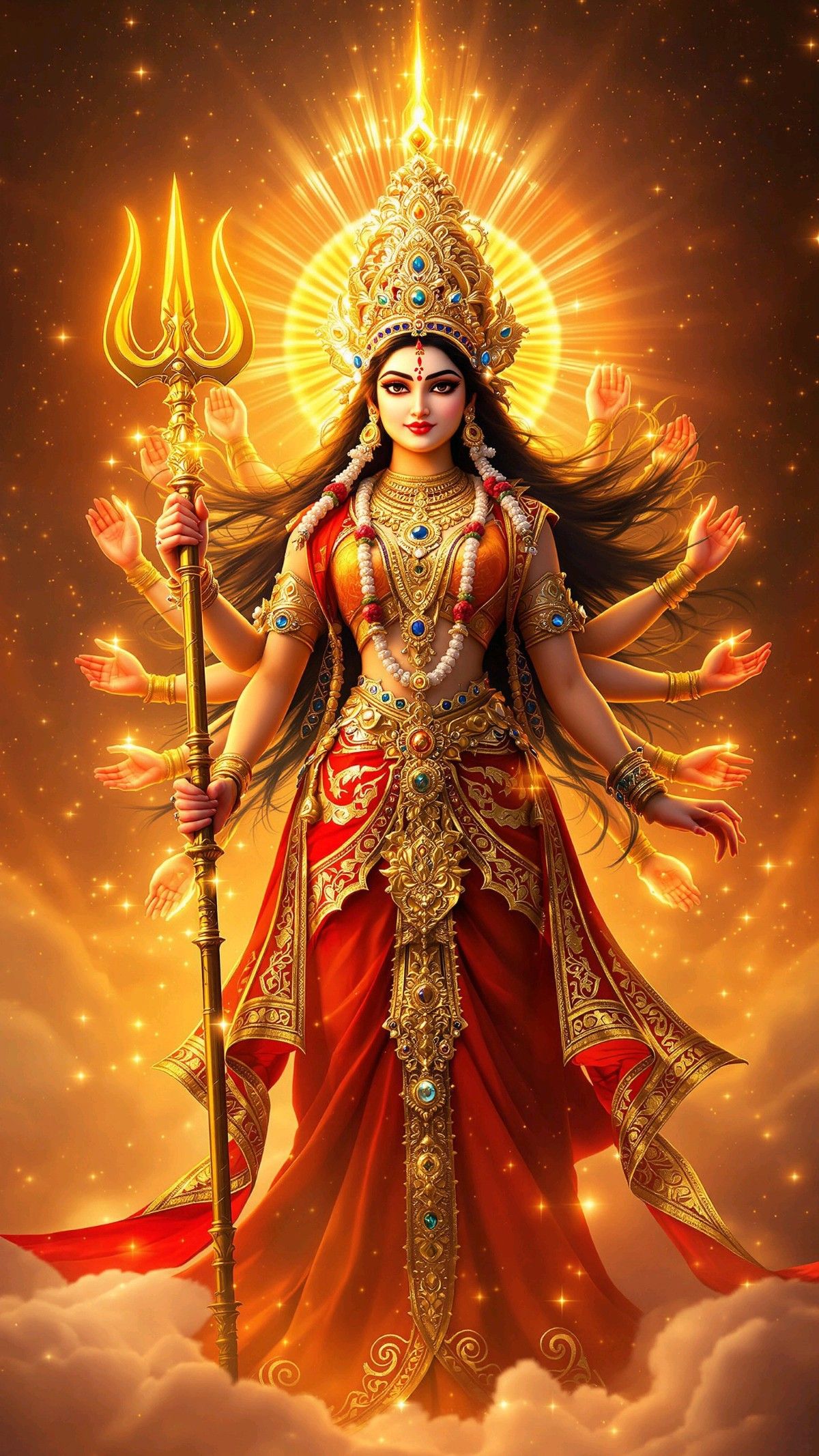Goddess Parvati radiating divine energy.
