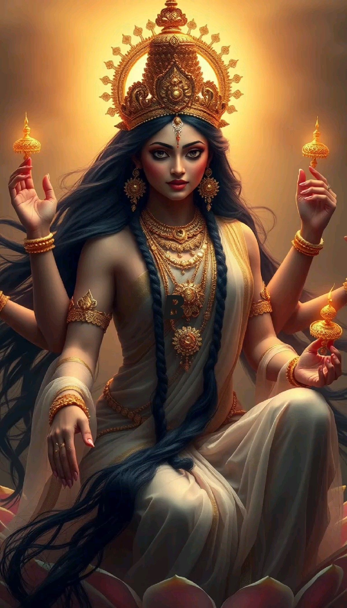 Parvati Maa, golden, divine, serene, goddess