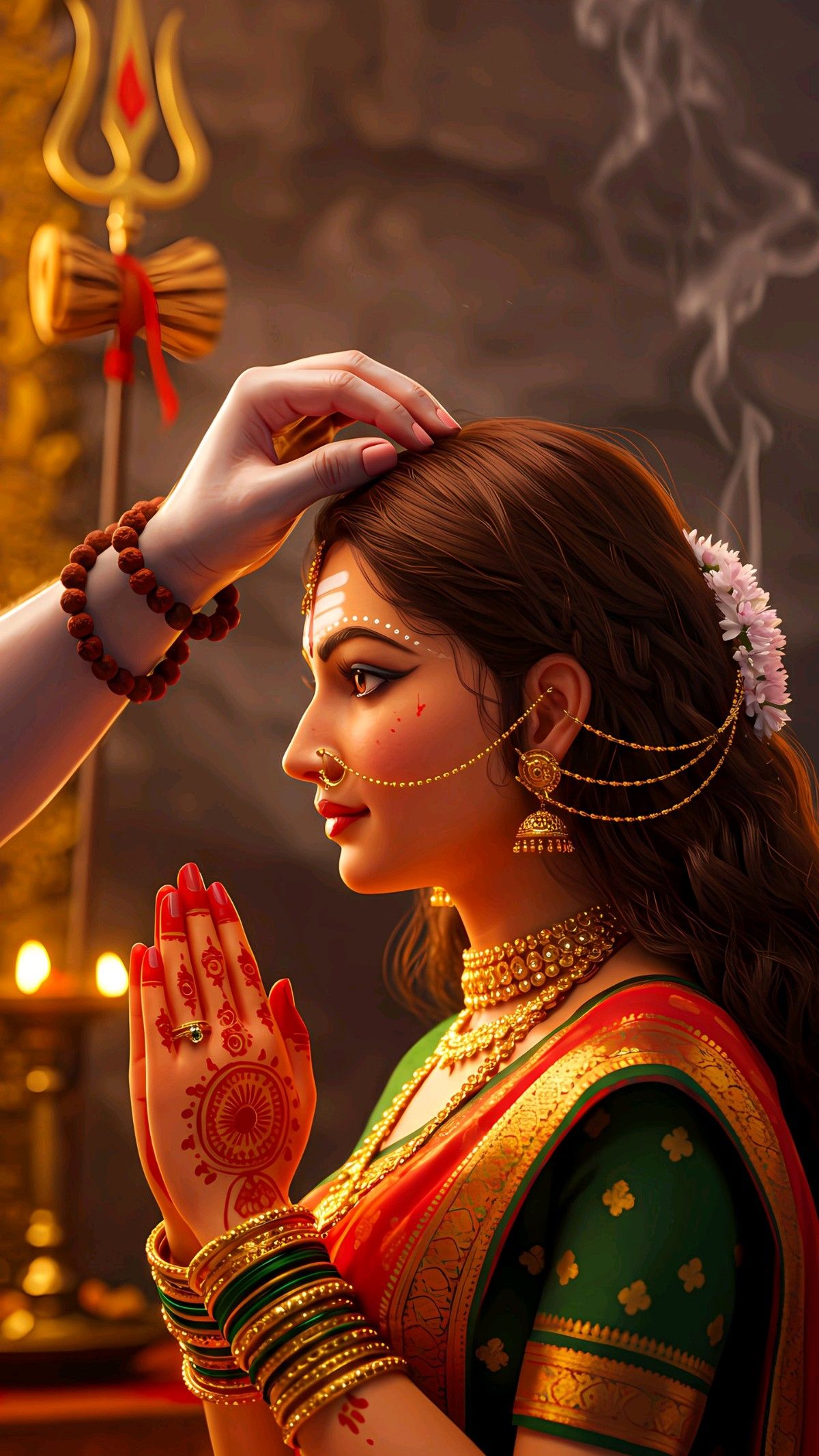 Parvati Maa\'s blessing hands divine portrait