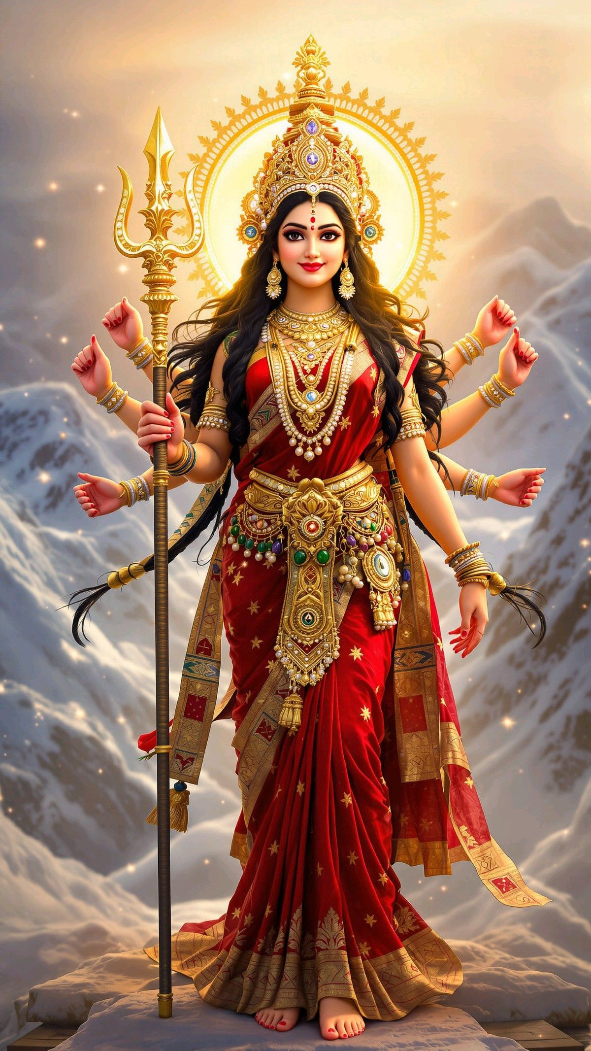 Parvati Maa holding a trident, divine goddess