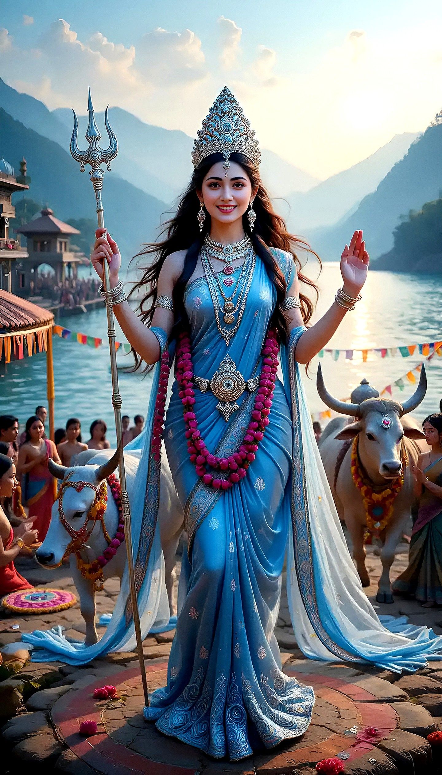 Parvati Maa stands by the river