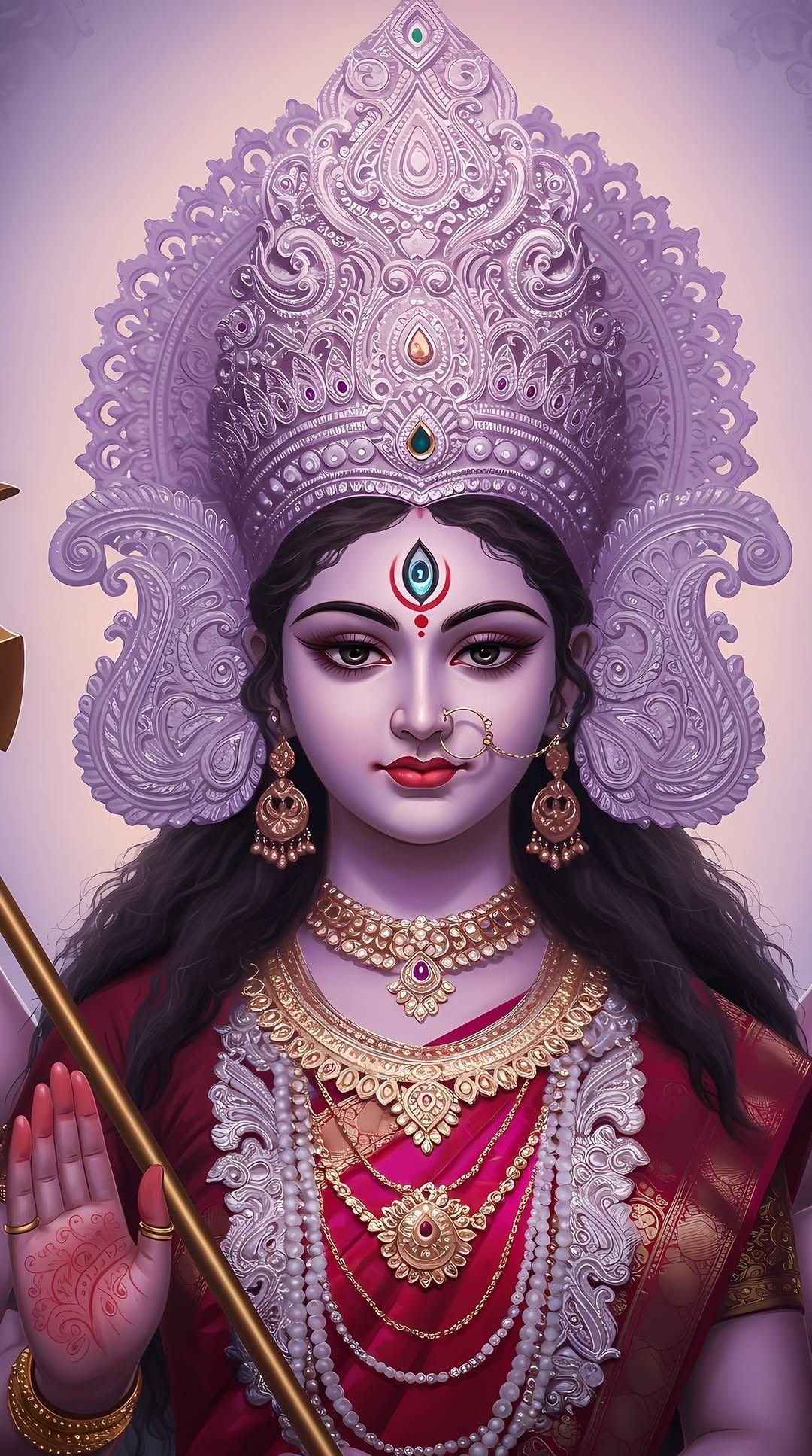 Serene Parvati Maa with lotus in hand.