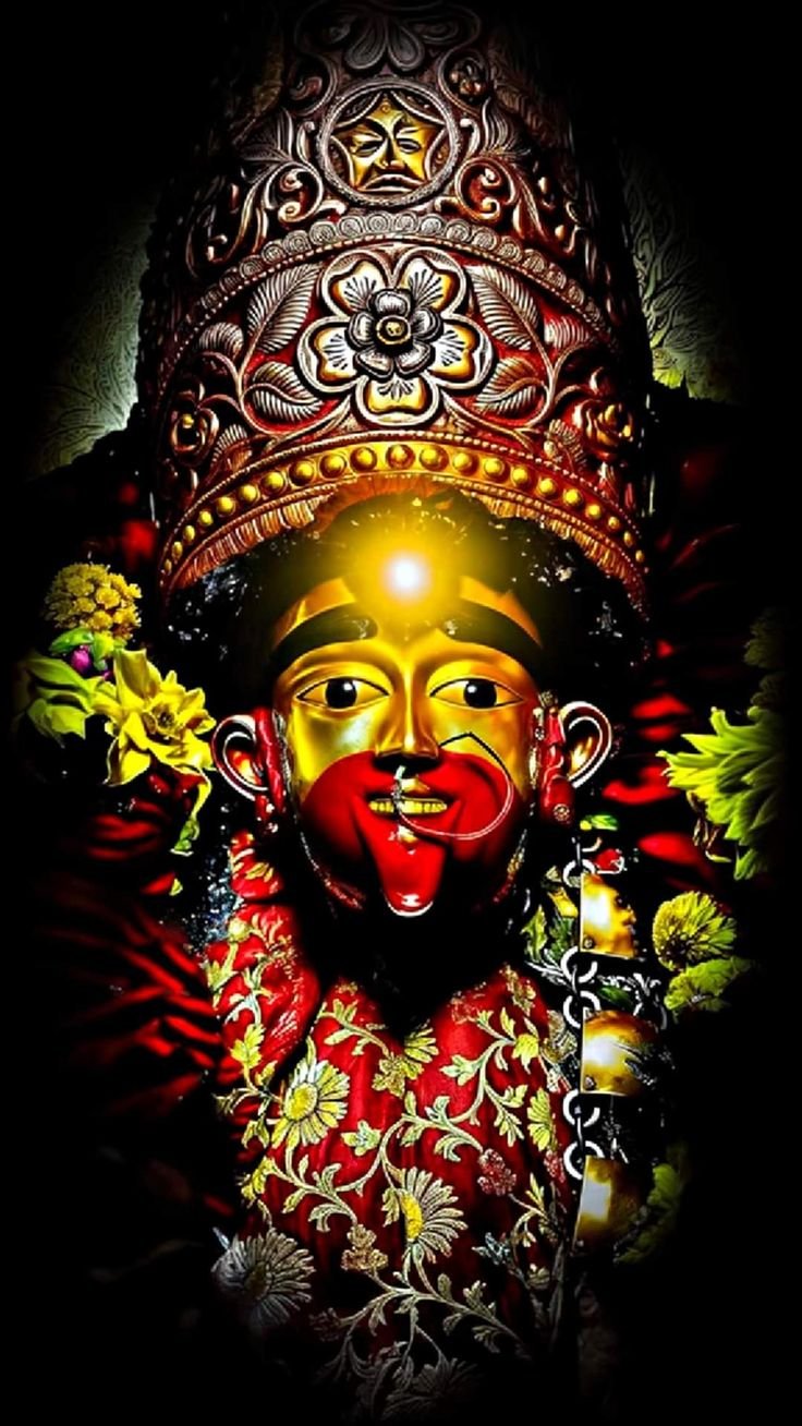 Goddess Kali with golden face.